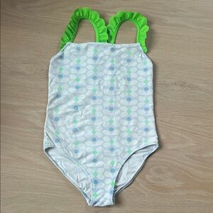 Jacadi One Piece Swimsuit with Green Ruffle Straps